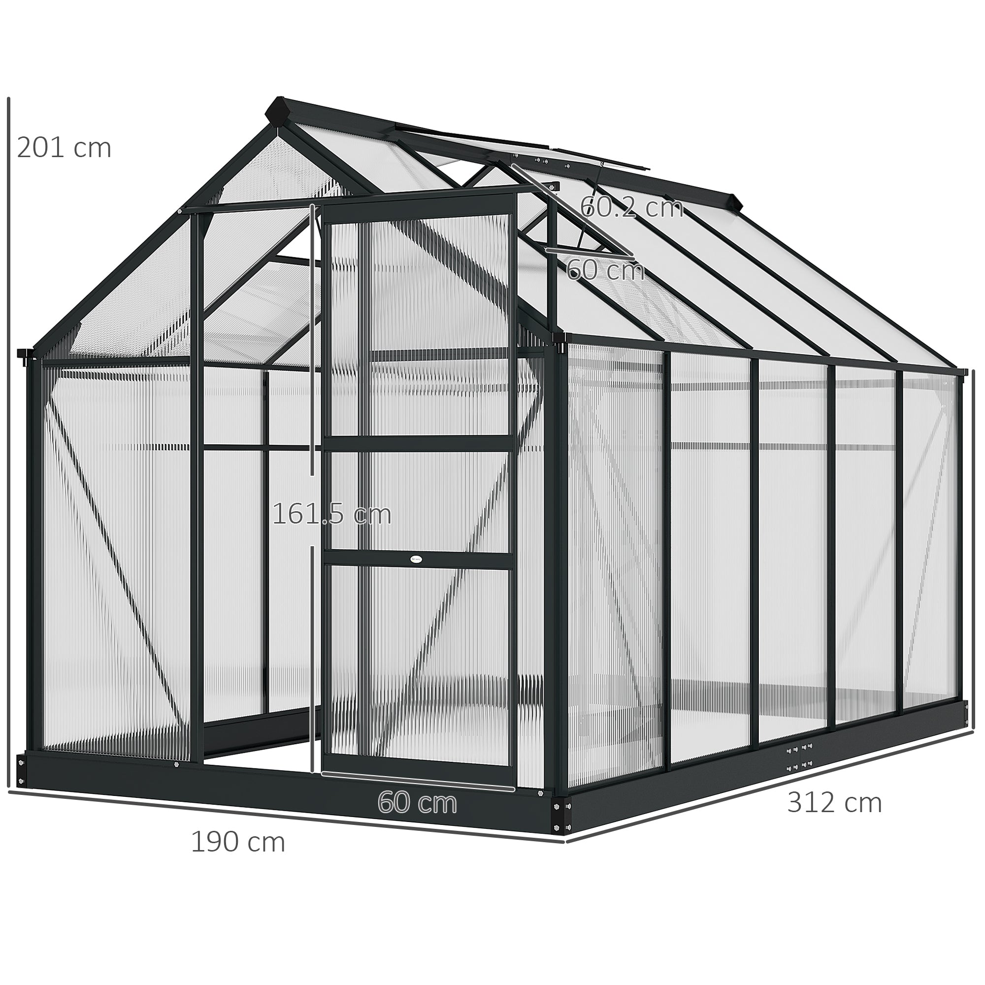 Aluminium Frame Garden Greenhouse 6ft x 10ft With Slide Door - Velmora