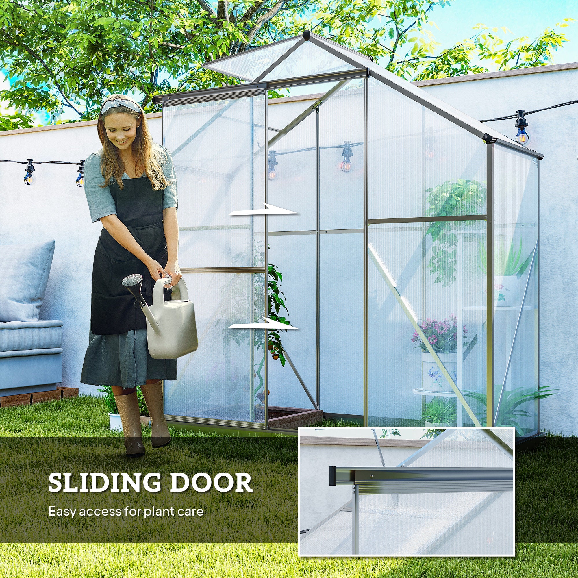 Aluminium Frame Garden Greenhouse 6ft x 2.5ft With Slide Door - Velmora