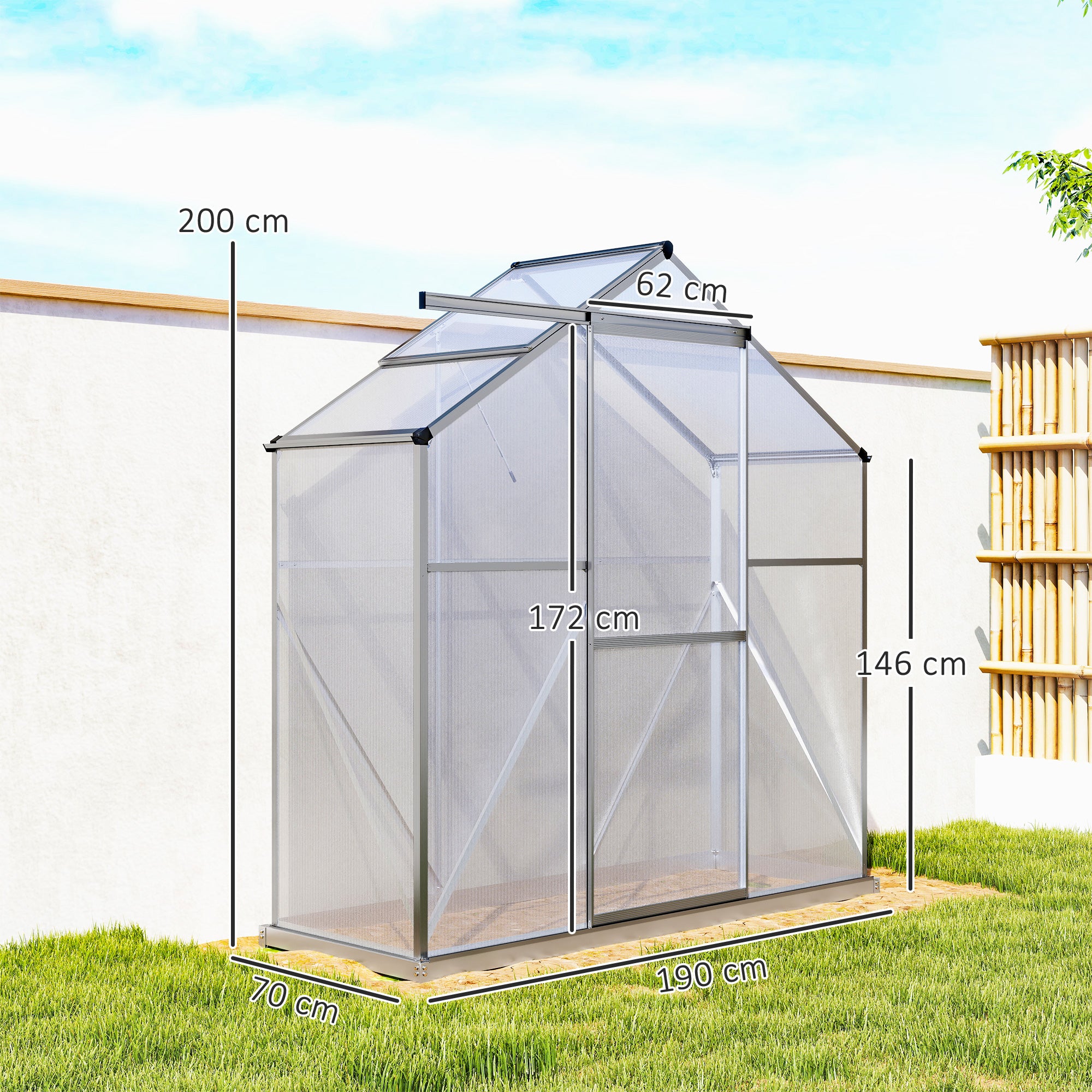 Aluminium Frame Garden Greenhouse 6ft x 2.5ft With Slide Door - Velmora