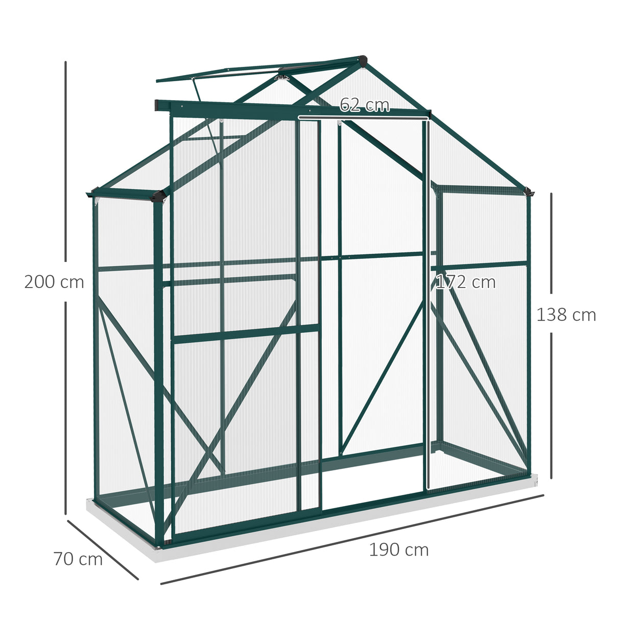 Aluminium Frame Garden Greenhouse 6ft x 2.5ft With Slide Door - Velmora