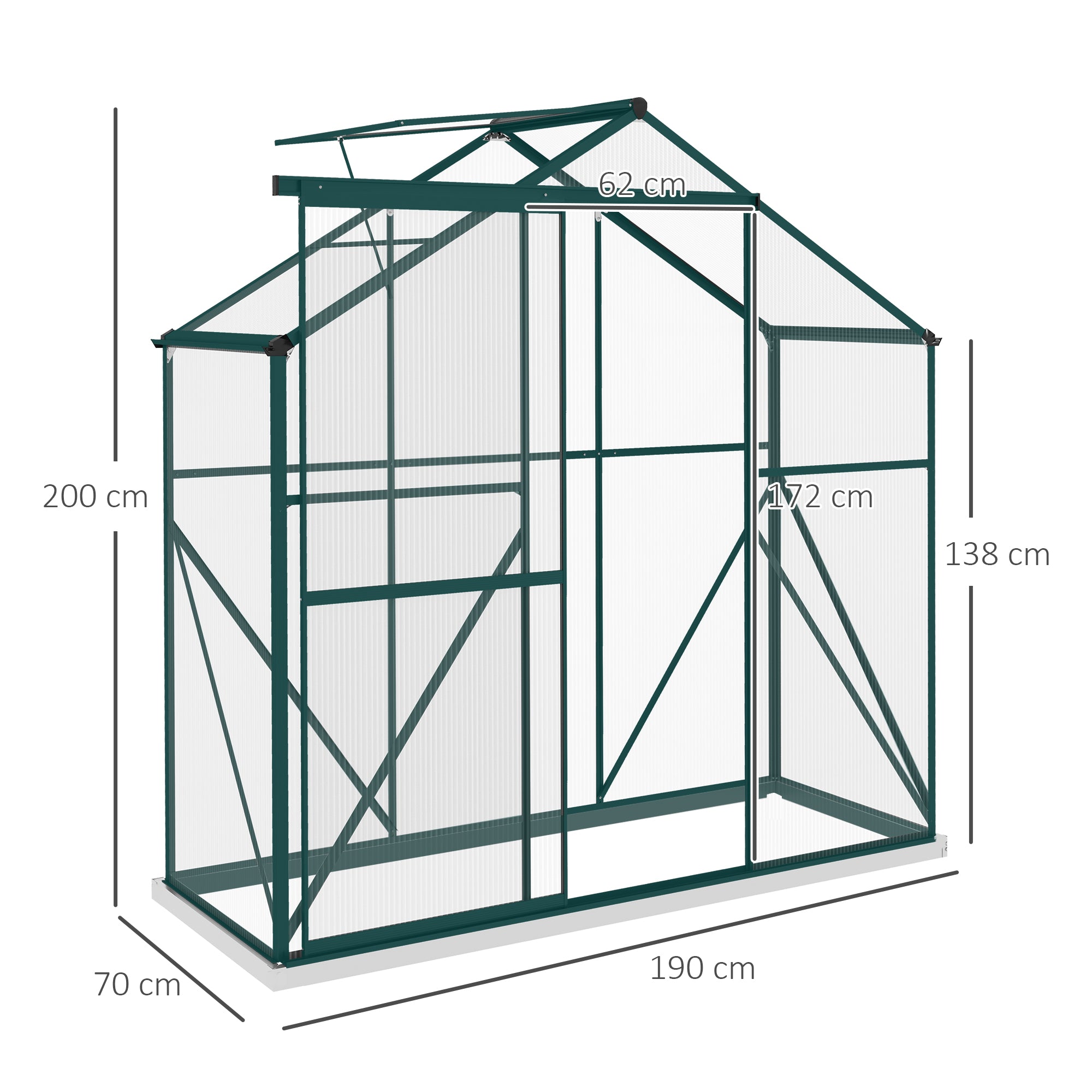 Aluminium Frame Garden Greenhouse 6ft x 2.5ft With Slide Door - Velmora