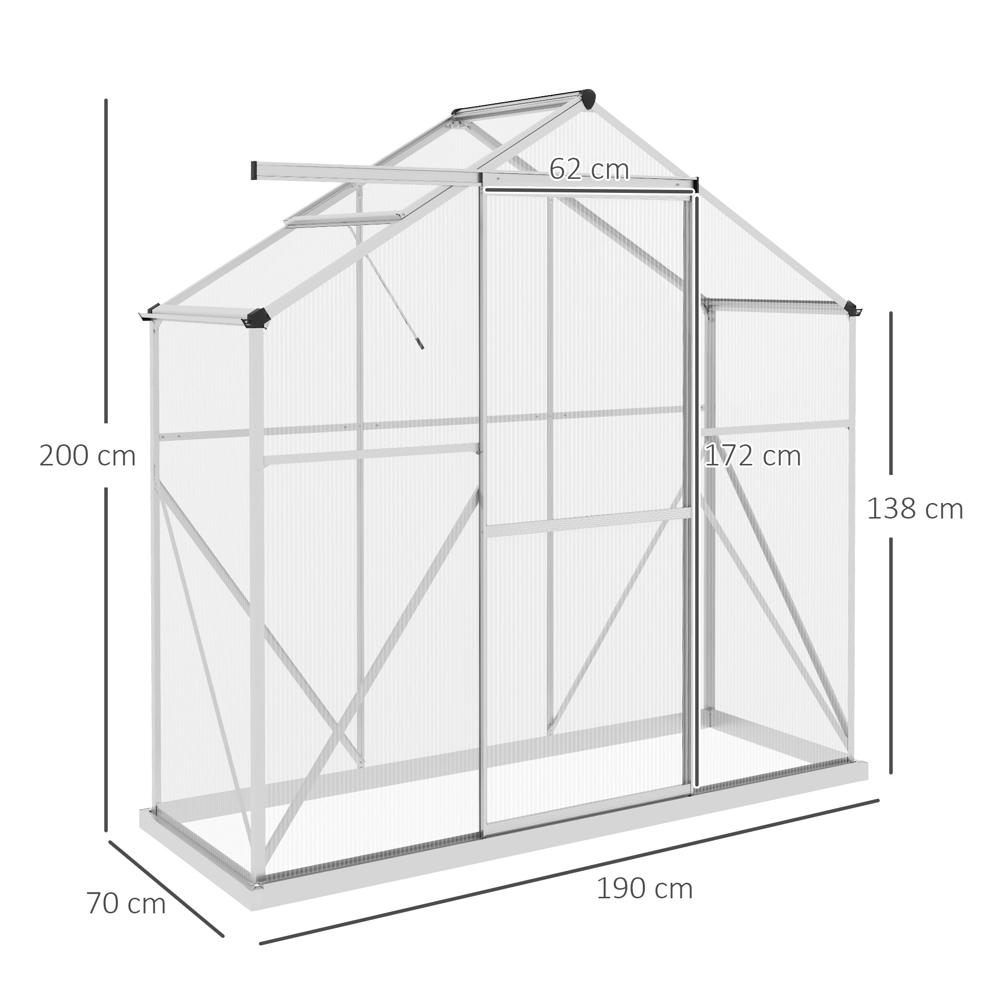 Aluminium Frame Garden Greenhouse 6ft x 2.5ft With Slide Door - Velmora