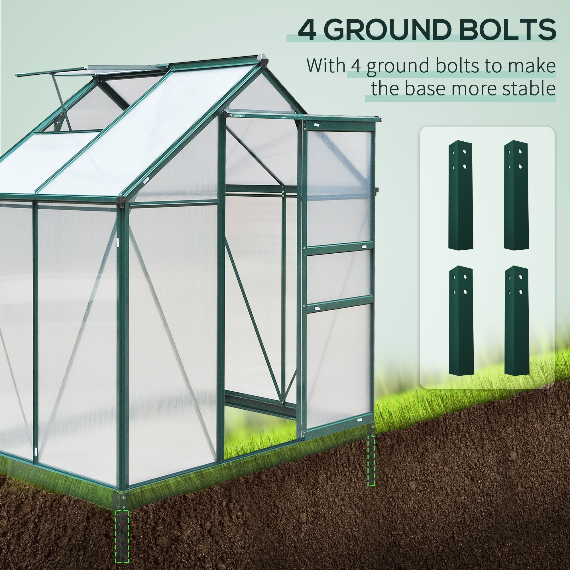 Aluminium Frame Garden Greenhouse 6ft x 4ft With Slide Door - Velmora