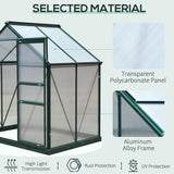 Aluminium Frame Garden Greenhouse 6ft x 4ft With Slide Door - Velmora