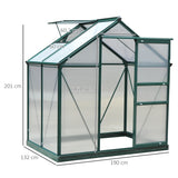 Aluminium Frame Garden Greenhouse 6ft x 4ft With Slide Door - Velmora