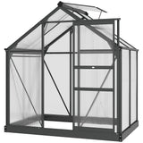 Aluminium Frame Garden Greenhouse 6ft x 4ft With Slide Door - Velmora