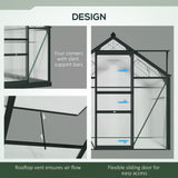 Aluminium Frame Garden Greenhouse 6ft x 4ft With Slide Door - Velmora