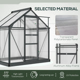 Aluminium Frame Garden Greenhouse 6ft x 4ft With Slide Door - Velmora
