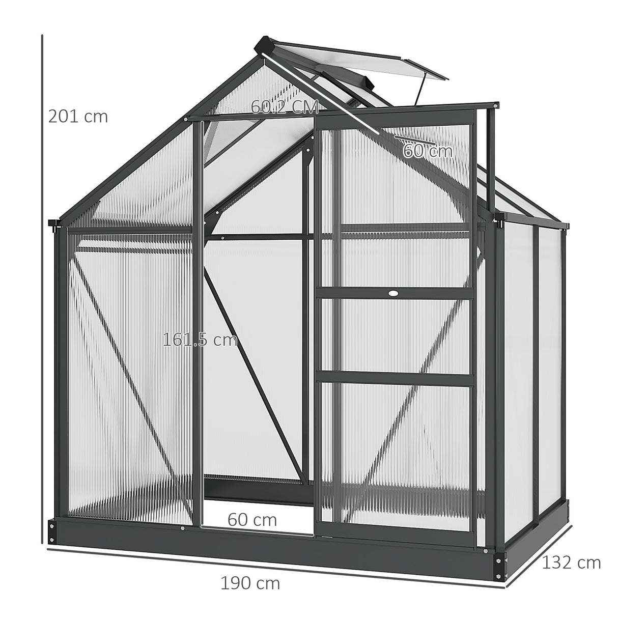 Aluminium Frame Garden Greenhouse 6ft x 4ft With Slide Door - Velmora