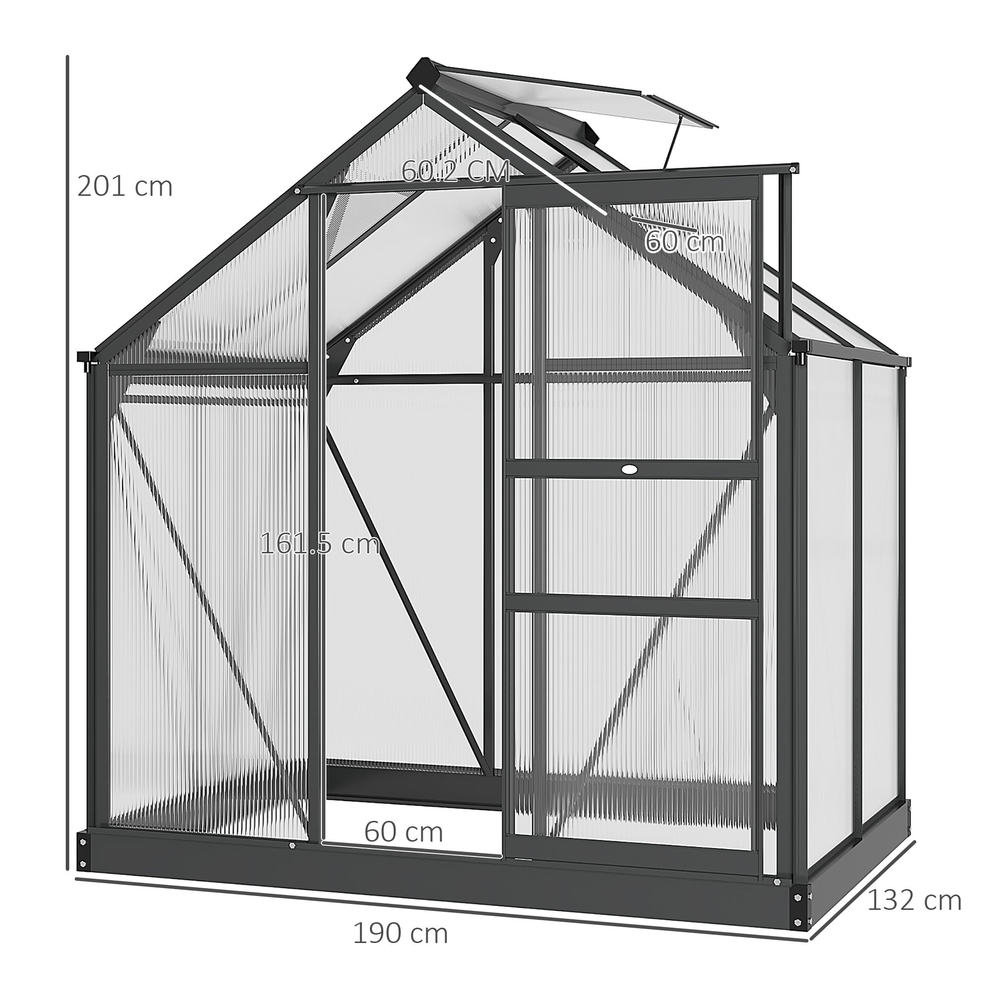 Aluminium Frame Garden Greenhouse 6ft x 4ft With Slide Door - Velmora