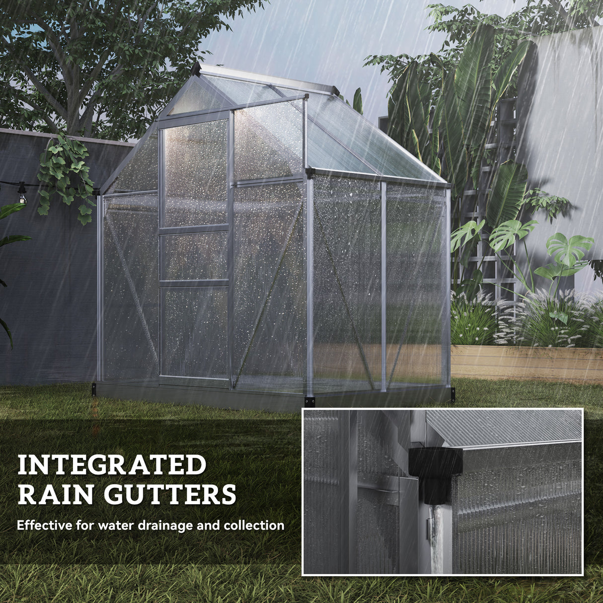 Aluminium Frame Garden Greenhouse 6ft x 4ft With Slide Door - Velmora