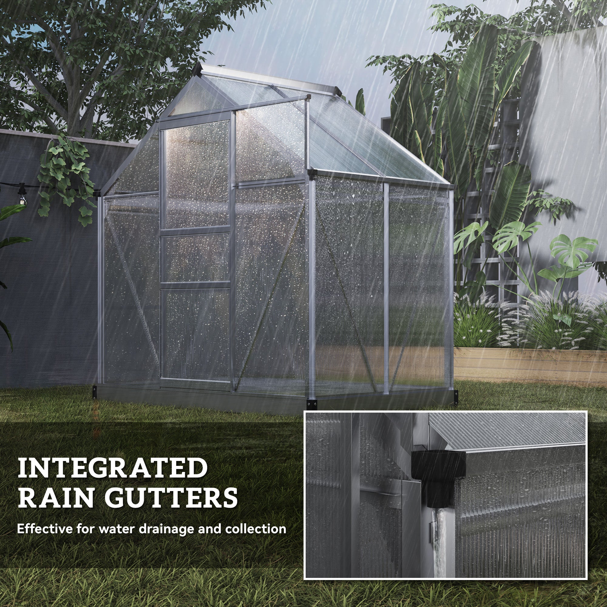Aluminium Frame Garden Greenhouse 6ft x 4ft With Slide Door - Velmora