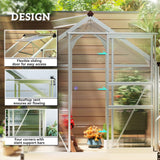 Aluminium Frame Garden Greenhouse 6ft x 4ft With Slide Door - Velmora