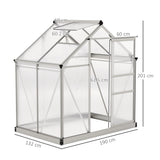 Aluminium Frame Garden Greenhouse 6ft x 4ft With Slide Door - Velmora