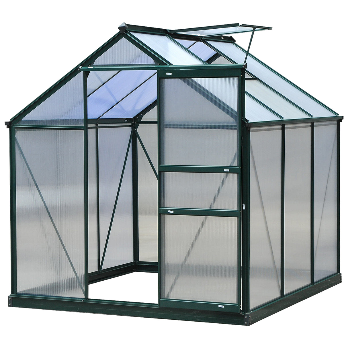 Aluminium Frame Garden Greenhouse 6ft x 6ft With Slide Door - Velmora