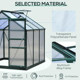 Aluminium Frame Garden Greenhouse 6ft x 6ft With Slide Door - Velmora