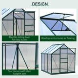 Aluminium Frame Garden Greenhouse 6ft x 6ft With Slide Door - Velmora