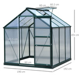 Aluminium Frame Garden Greenhouse 6ft x 6ft With Slide Door - Velmora