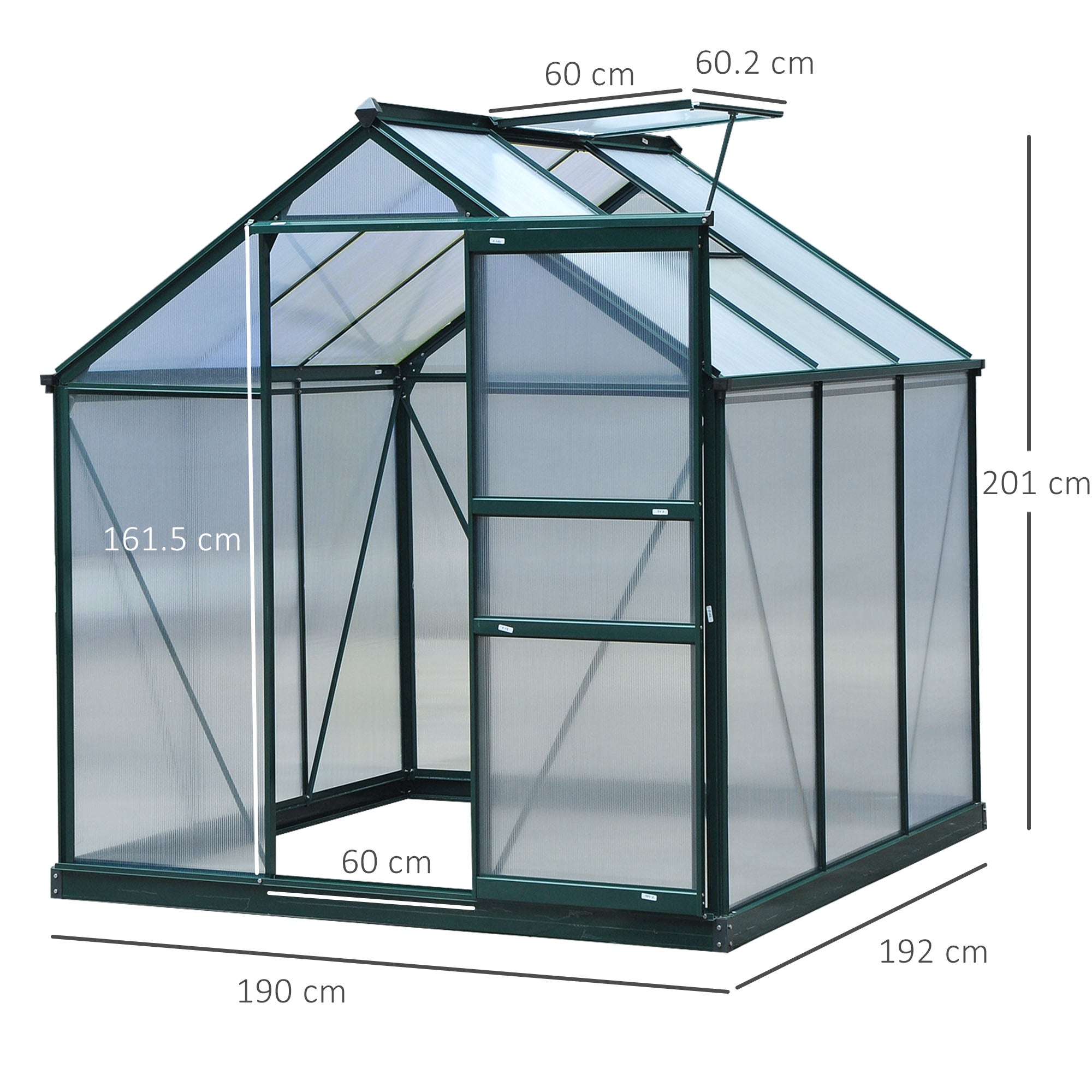 Aluminium Frame Garden Greenhouse 6ft x 6ft With Slide Door - Velmora