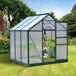 Aluminium Frame Garden Greenhouse 6ft x 6ft With Slide Door - Velmora