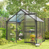 Aluminium Frame Garden Greenhouse 6ft x 6ft With Slide Door - Velmora