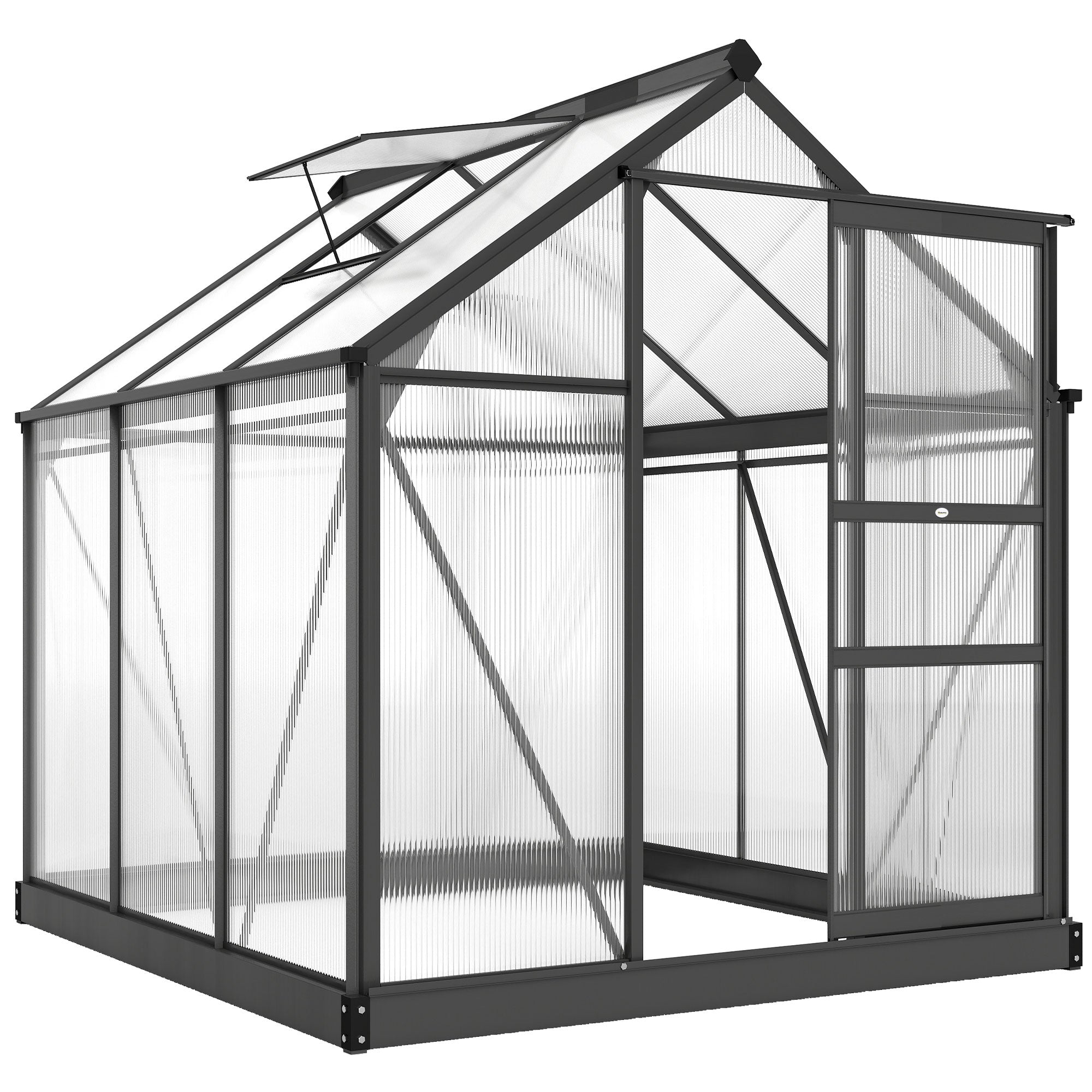 Aluminium Frame Garden Greenhouse 6ft x 6ft With Slide Door - Velmora