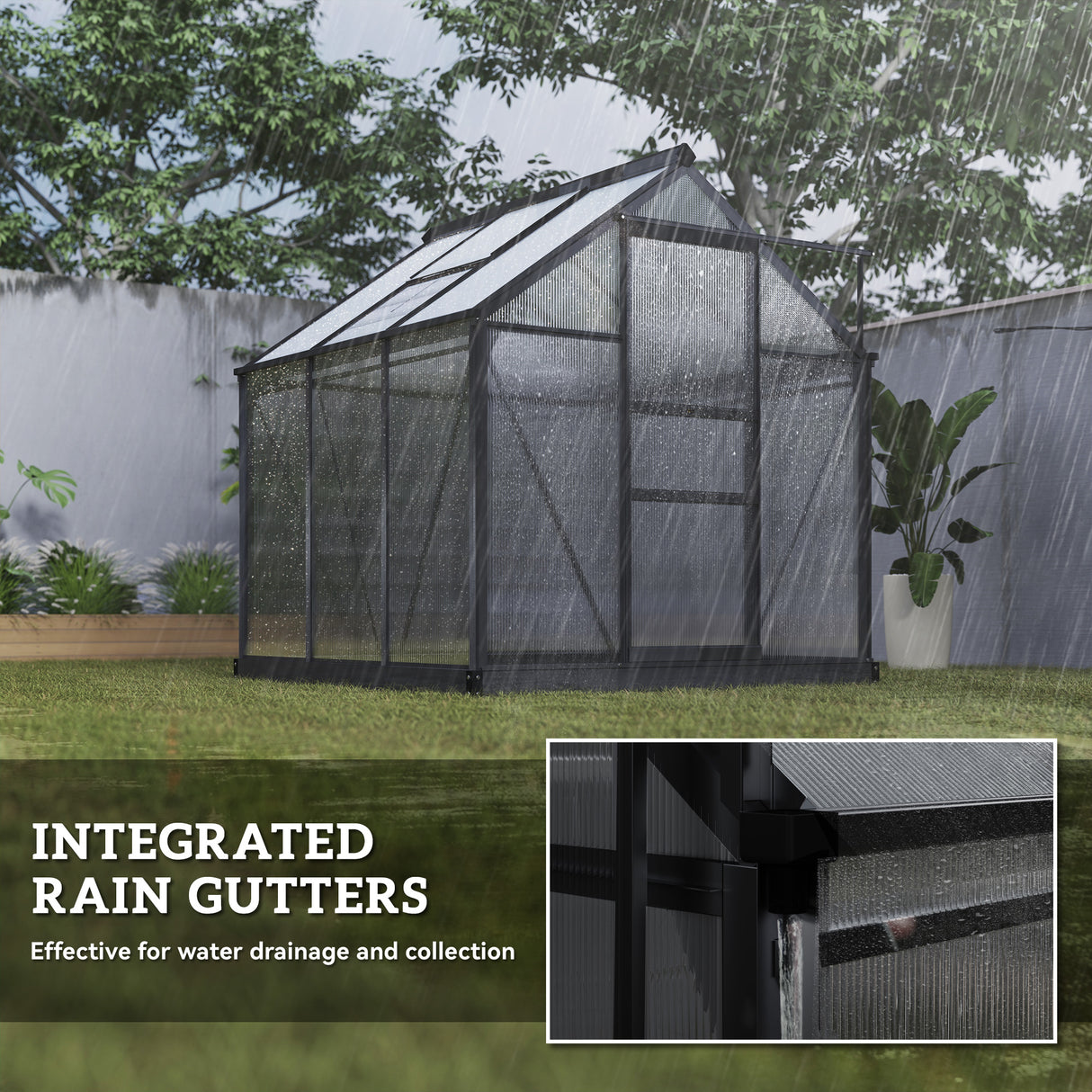 Aluminium Frame Garden Greenhouse 6ft x 6ft With Slide Door - Velmora