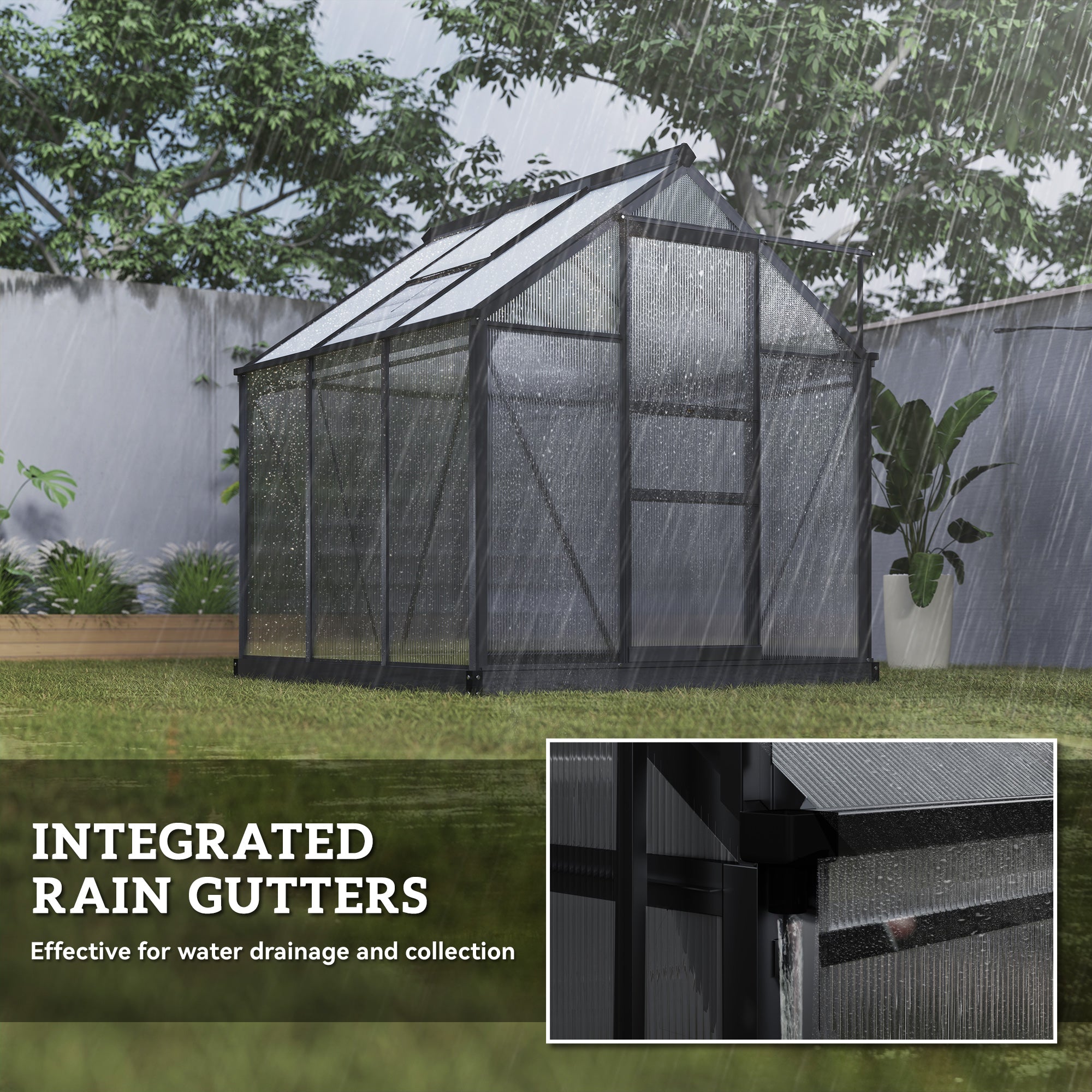 Aluminium Frame Garden Greenhouse 6ft x 6ft With Slide Door - Velmora