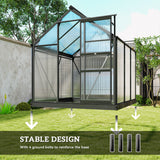 Aluminium Frame Garden Greenhouse 6ft x 6ft With Slide Door - Velmora