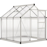 Aluminium Frame Garden Greenhouse 6ft x 6ft With Slide Door - Velmora