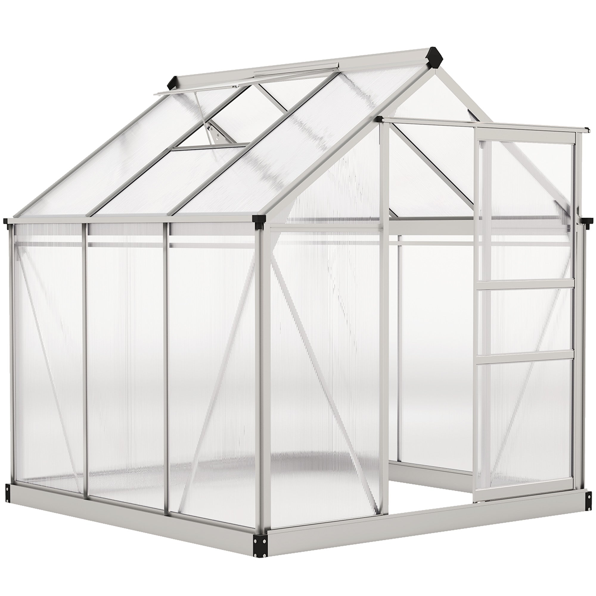 Aluminium Frame Garden Greenhouse 6ft x 6ft With Slide Door - Velmora