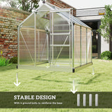 Aluminium Frame Garden Greenhouse 6ft x 6ft With Slide Door - Velmora