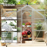 Aluminium Frame Garden Greenhouse 6ft x 6ft With Slide Door - Velmora