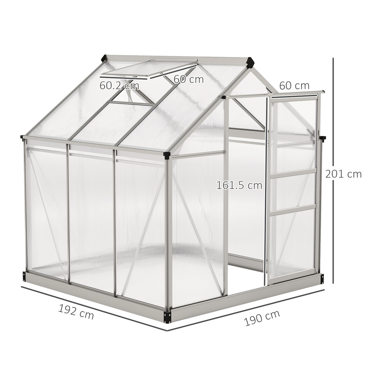 Aluminium Frame Garden Greenhouse 6ft x 6ft With Slide Door - Velmora