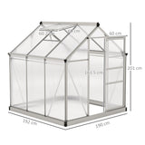 Aluminium Frame Garden Greenhouse 6ft x 6ft With Slide Door - Velmora