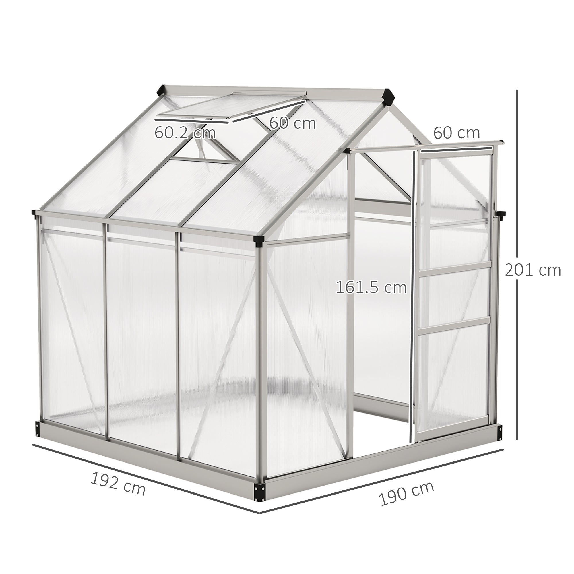 Aluminium Frame Garden Greenhouse 6ft x 6ft With Slide Door - Velmora