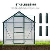 Aluminium Frame Garden Greenhouse 6ft x 8ft With Slide Door - Velmora