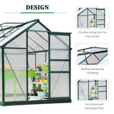 Aluminium Frame Garden Greenhouse 6ft x 8ft With Slide Door - Velmora