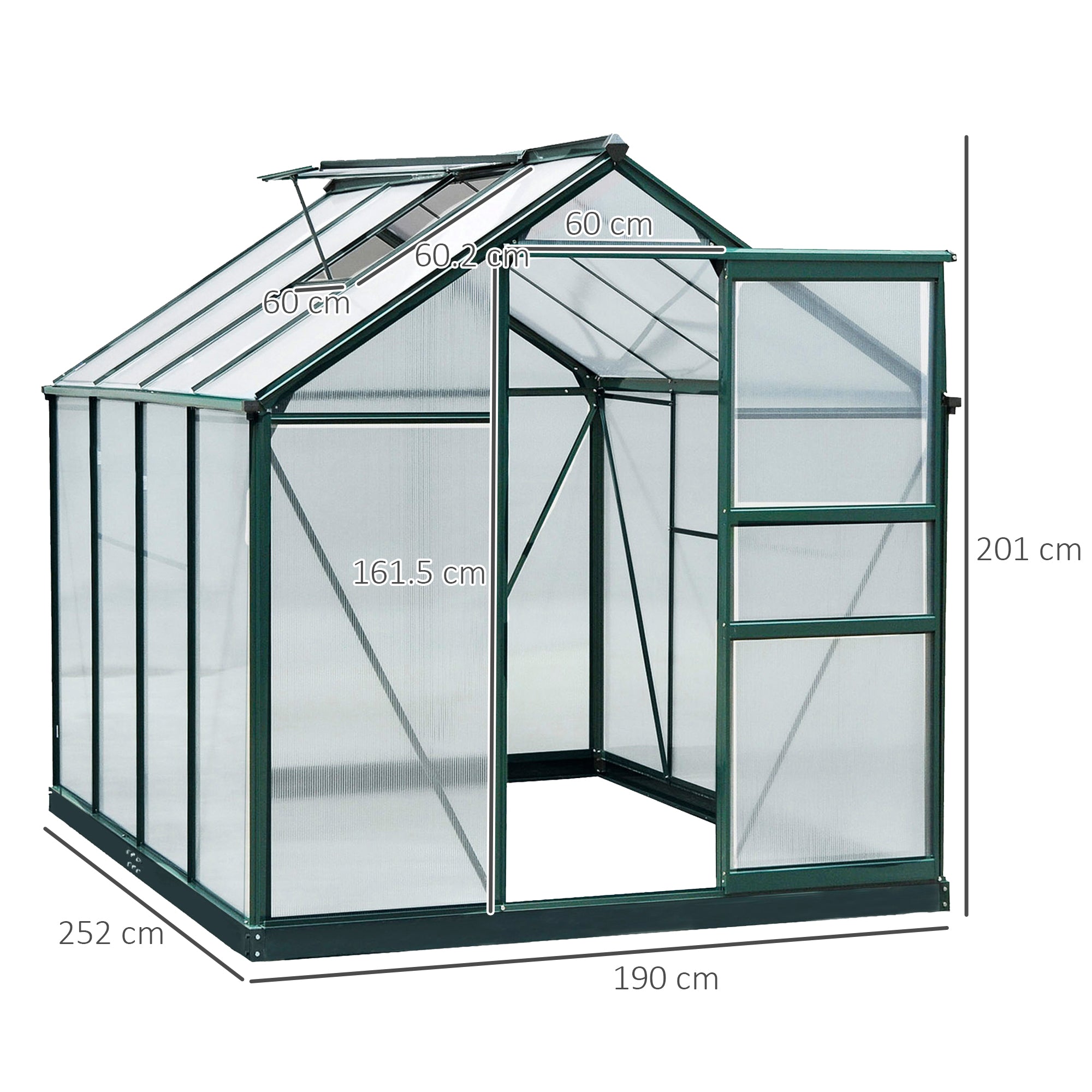 Aluminium Frame Garden Greenhouse 6ft x 8ft With Slide Door - Velmora