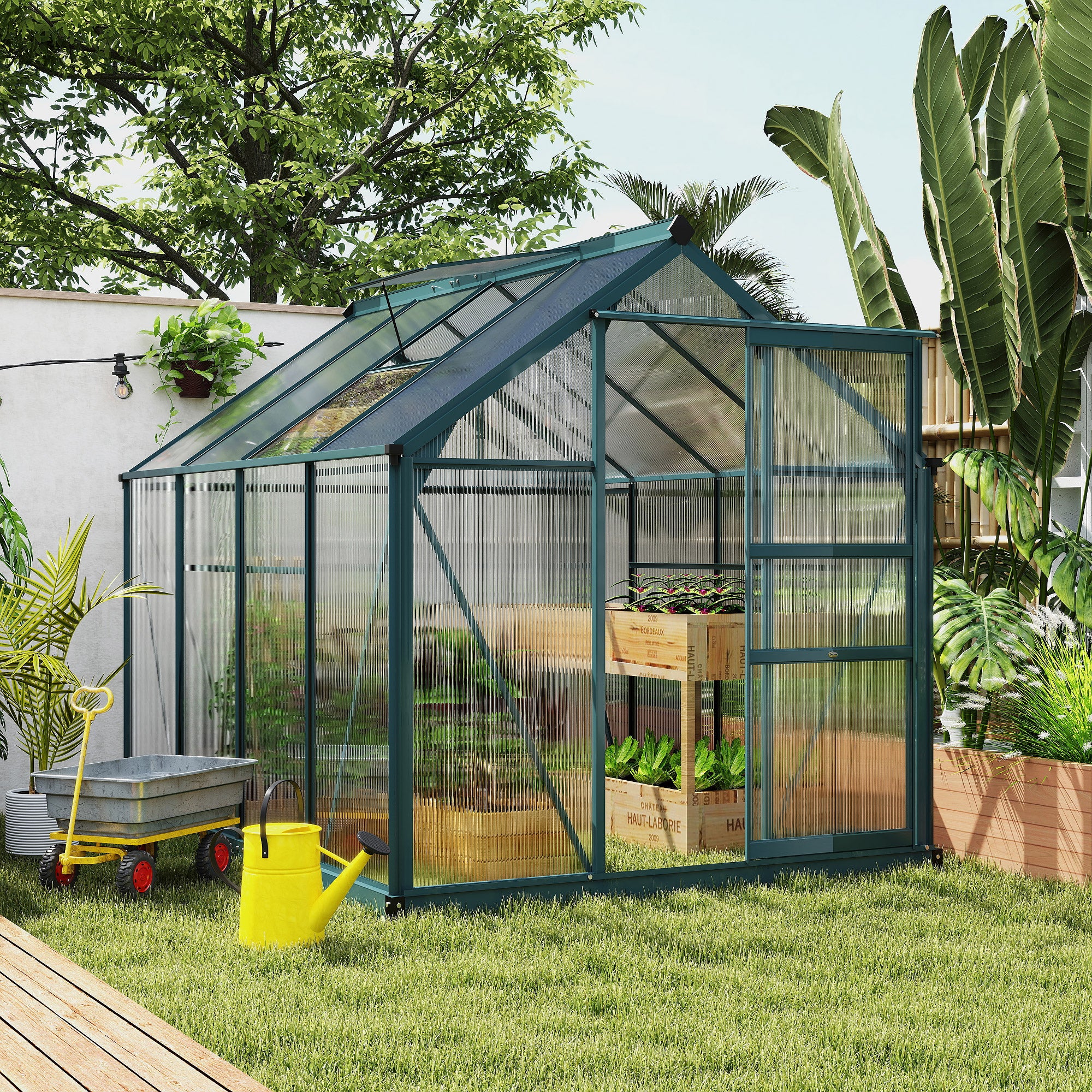 Aluminium Frame Garden Greenhouse 6ft x 8ft With Slide Door - Velmora