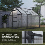 Aluminium Frame Garden Greenhouse 6ft x 8ft With Slide Door - Velmora