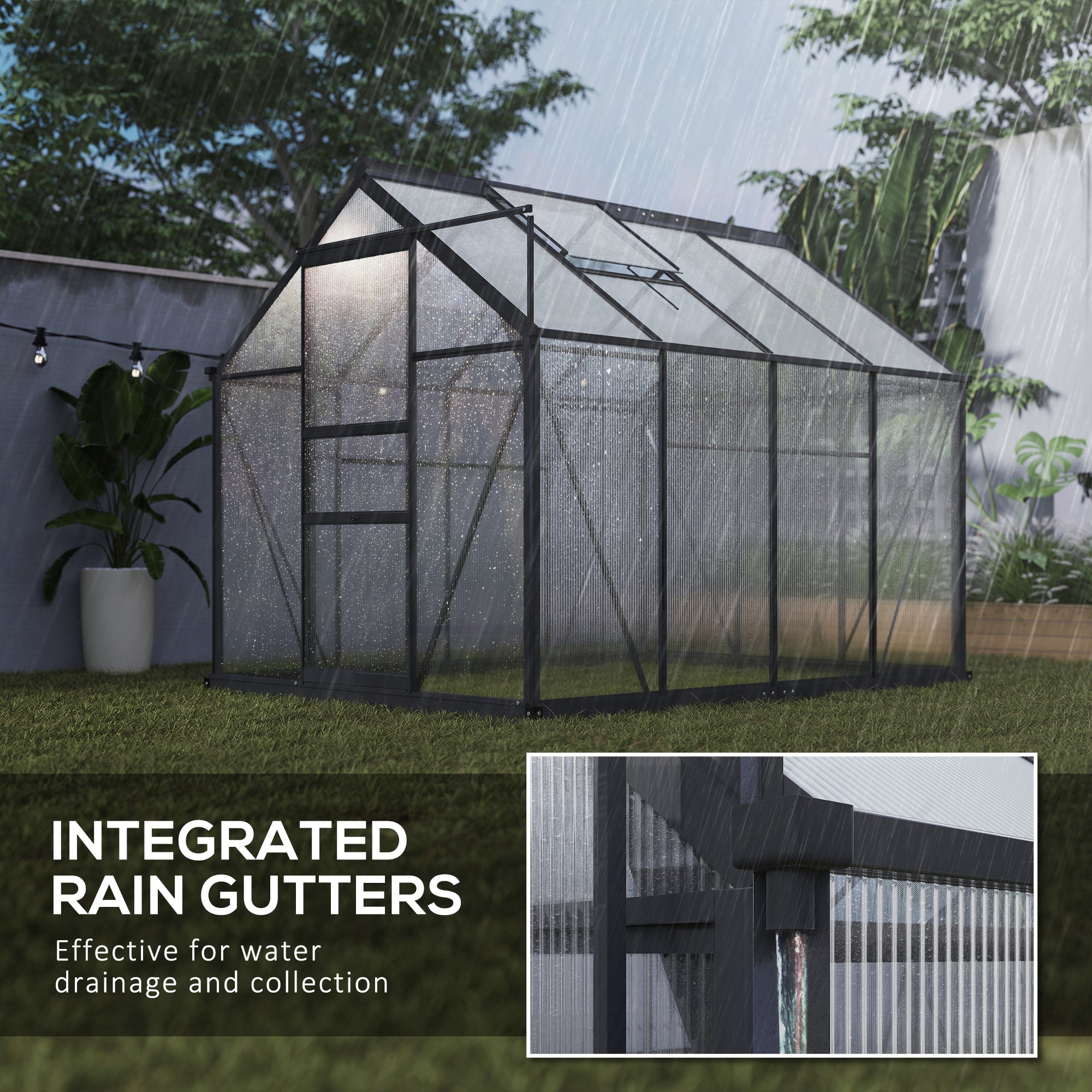 Aluminium Frame Garden Greenhouse 6ft x 8ft With Slide Door - Velmora