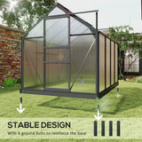 Aluminium Frame Garden Greenhouse 6ft x 8ft With Slide Door - Velmora