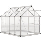 Aluminium Frame Garden Greenhouse 6ft x 8ft With Slide Door - Velmora