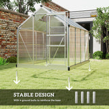 Aluminium Frame Garden Greenhouse 6ft x 8ft With Slide Door - Velmora