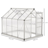 Aluminium Frame Garden Greenhouse 6ft x 8ft With Slide Door - Velmora
