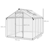 Aluminium Frame Garden Greenhouse 8ft x 6ft - Velmora