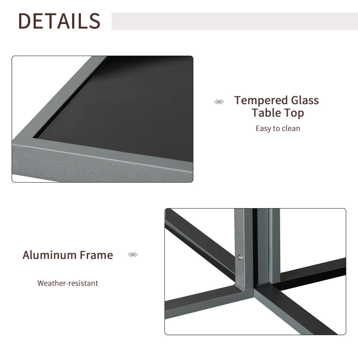Aluminium Garden Sofa Set With Square Glass Top Table And Stools - Velmora