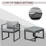 Aluminium Garden Sofa Set With Square Glass Top Table And Stools - Velmora