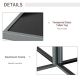 Aluminium Garden Sofa Set With Square Glass Top Table And Stools - Velmora